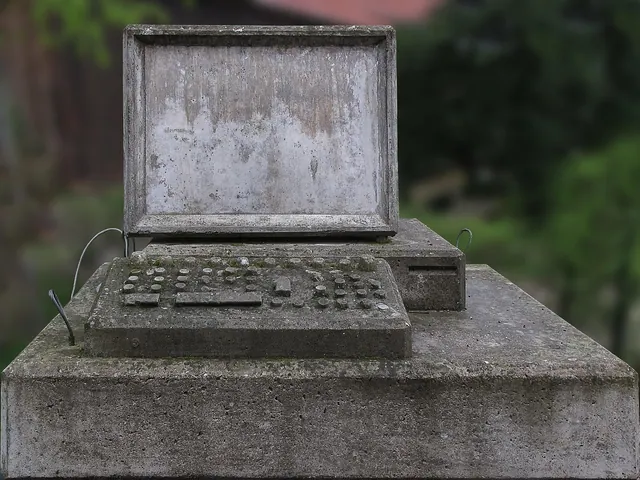 stone age computer, computer, monument, concrete calculator, artwork, keyboard, stone keyboard, concrete monitor, concrete, monitor, sculpture, art, concrete plant, concrete, concr. How to make sense of memes and virality platforms